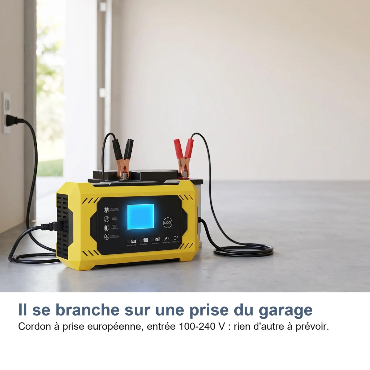 Il se branche sur une prise du garage