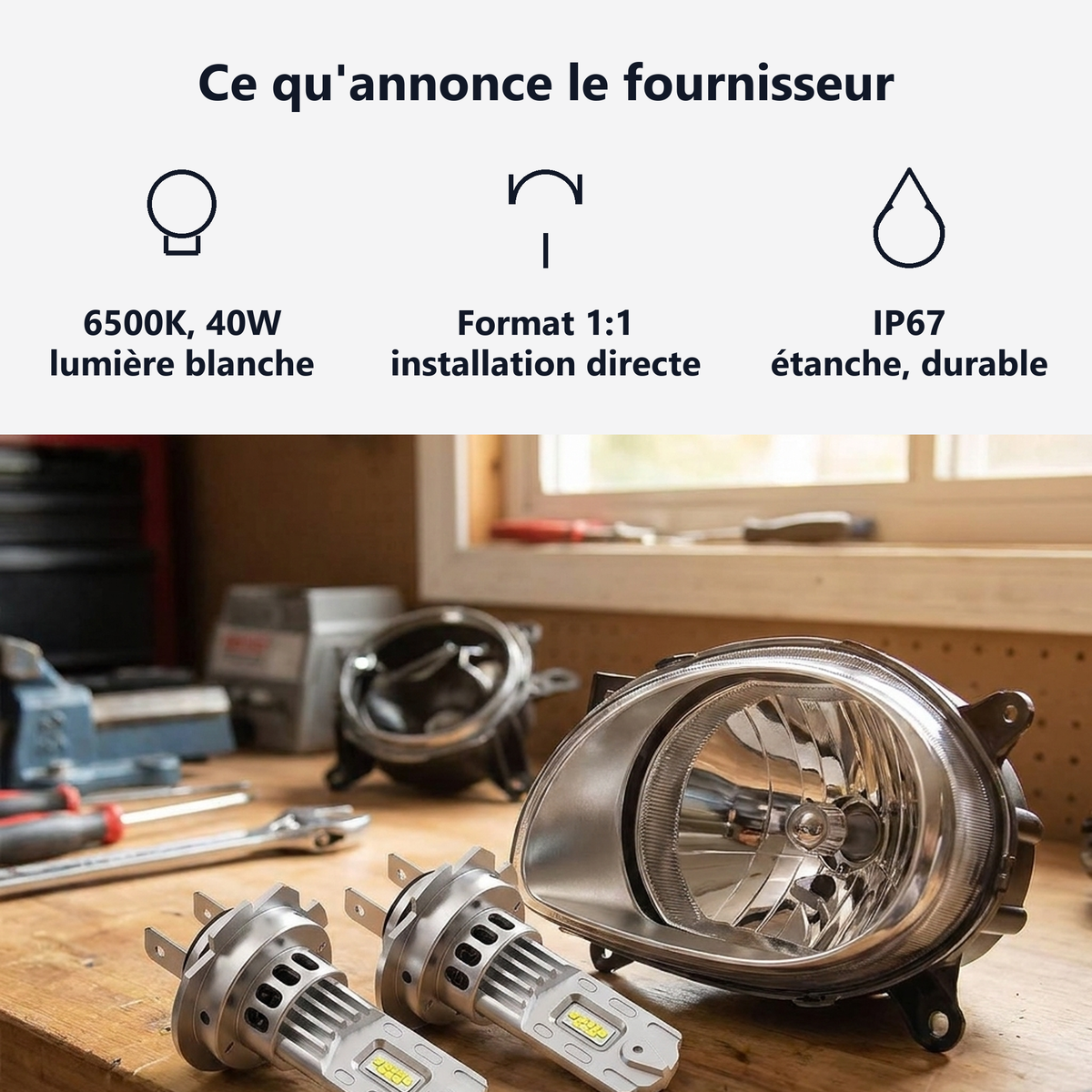 40 W, 6500K, IP67 et 30 000 heures