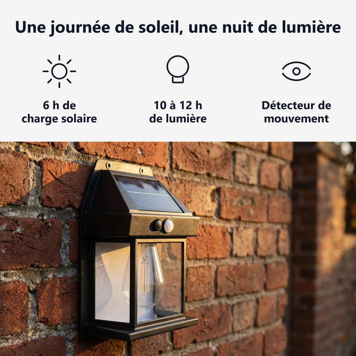 Plus de 6 h de charge, 10 à 12 h d'éclairage