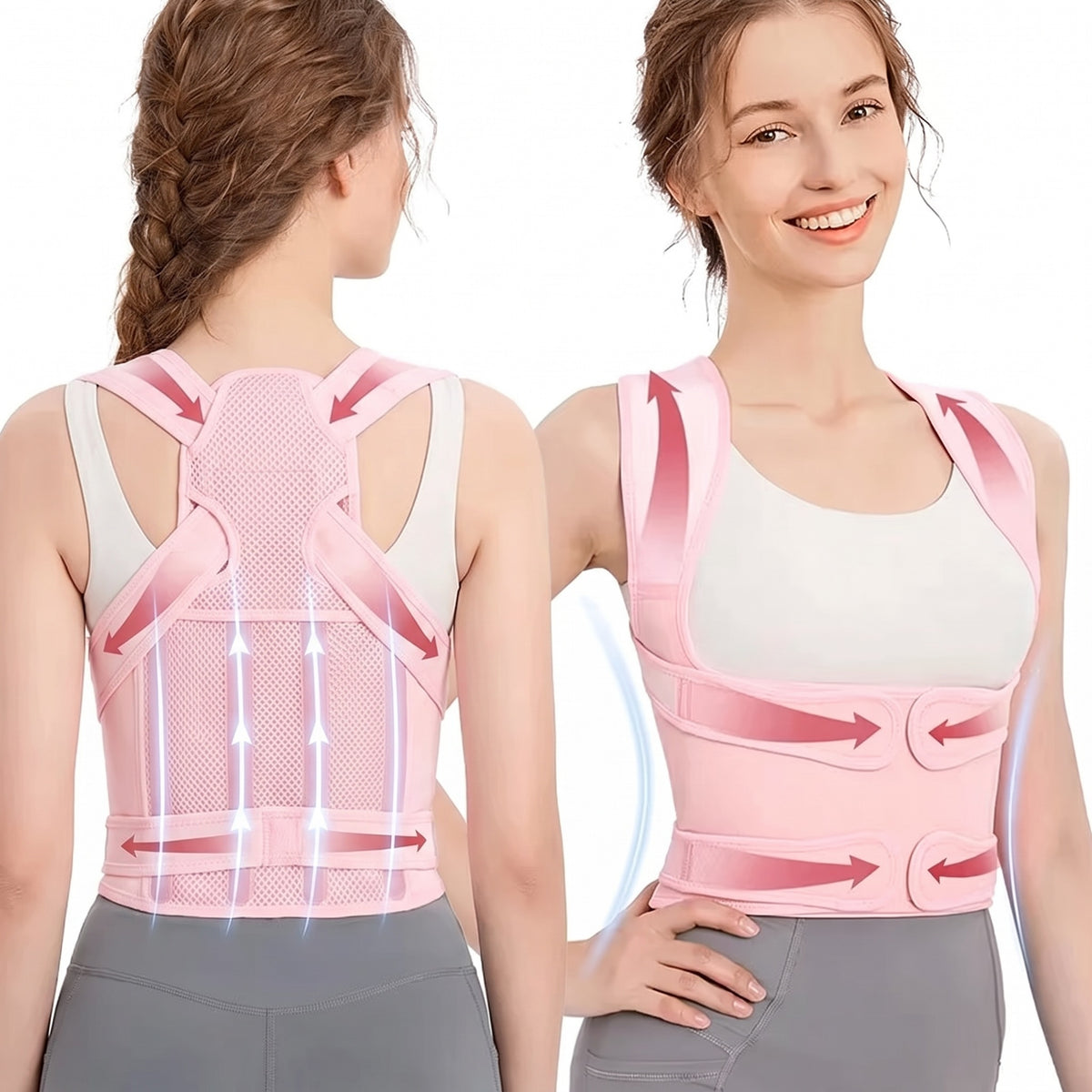 Correcteur de posture en gilet, rose