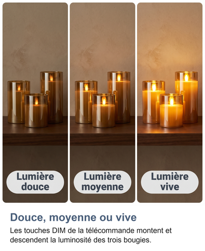 Luminosité douce, moyenne ou vive réglée par la télécommande