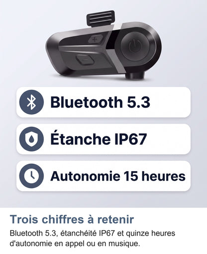 Récapitulatif : Bluetooth 5.3, étanche IP67, autonomie 15 heures