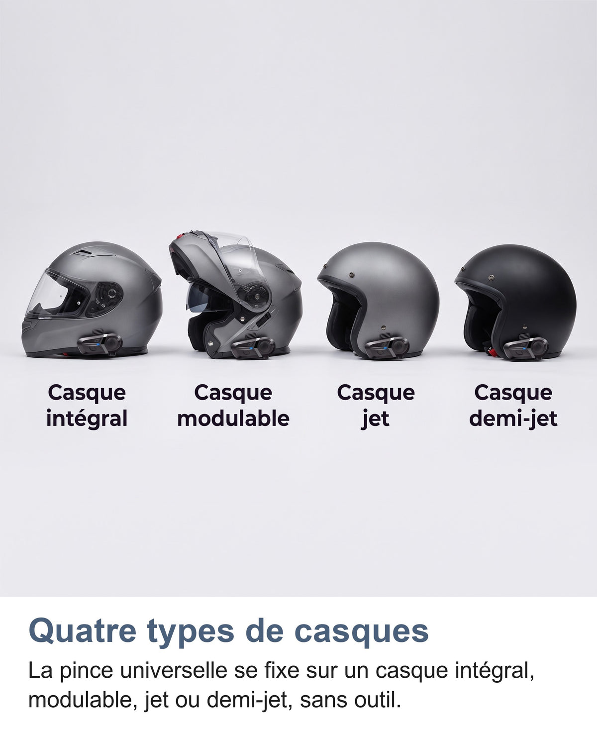 Compatible casque intégral, modulable, jet et demi-jet