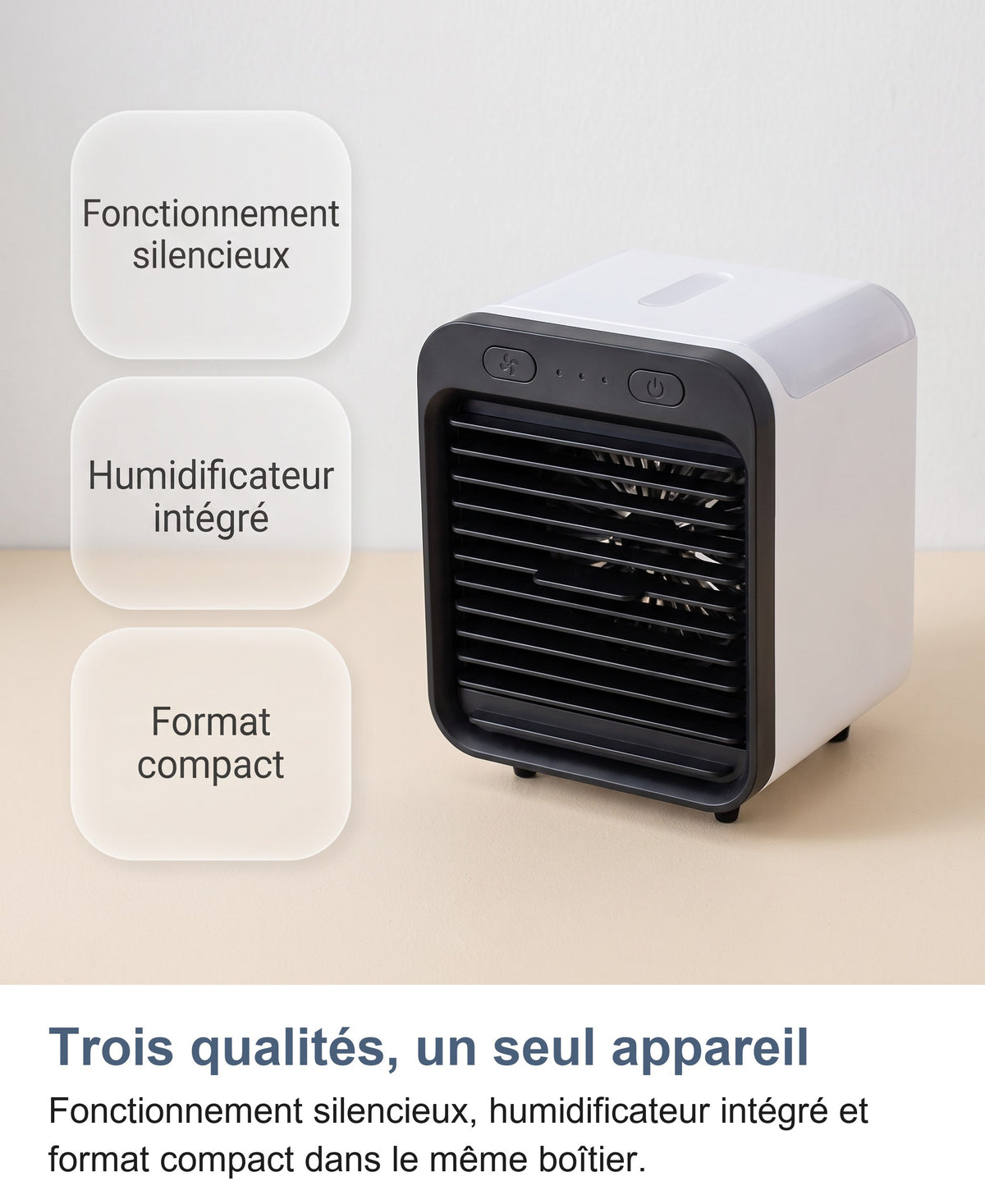 Mini climatiseur et trois qualités : silencieux, humidificateur, compact