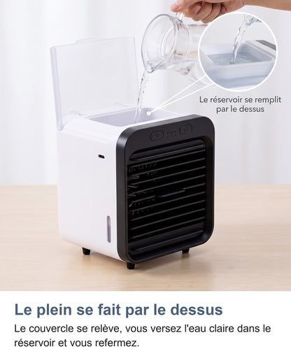 Remplissage du réservoir du mini climatiseur par le dessus