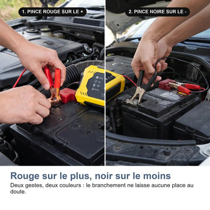Rouge sur le plus, noir sur le moins