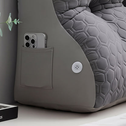 Coussin de lecture pour lit, dossier triangulaire avec traversin et poche latérale