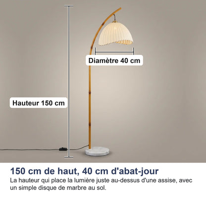 Dimensions du lampadaire: 150 cm de hauteur et 40 cm de diamètre d'abat-jour