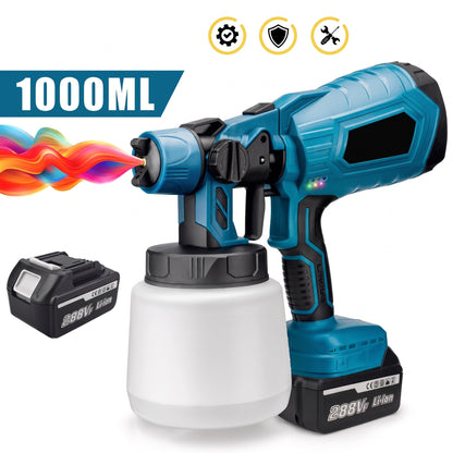 Pistolet a peinture electrique sans fil avec godet 1000 ml et une batterie