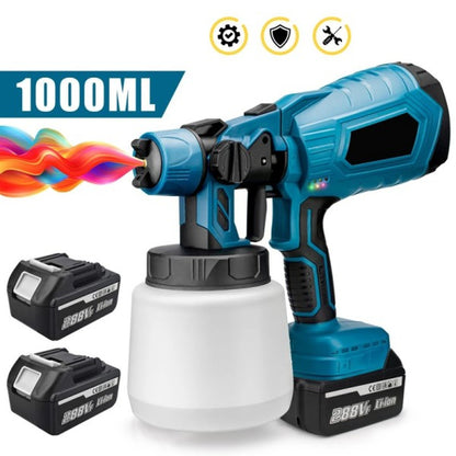 Pistolet a peinture electrique sans fil avec godet 1000 ml et deux batteries