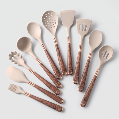 Set en silicone à manche aspect bois