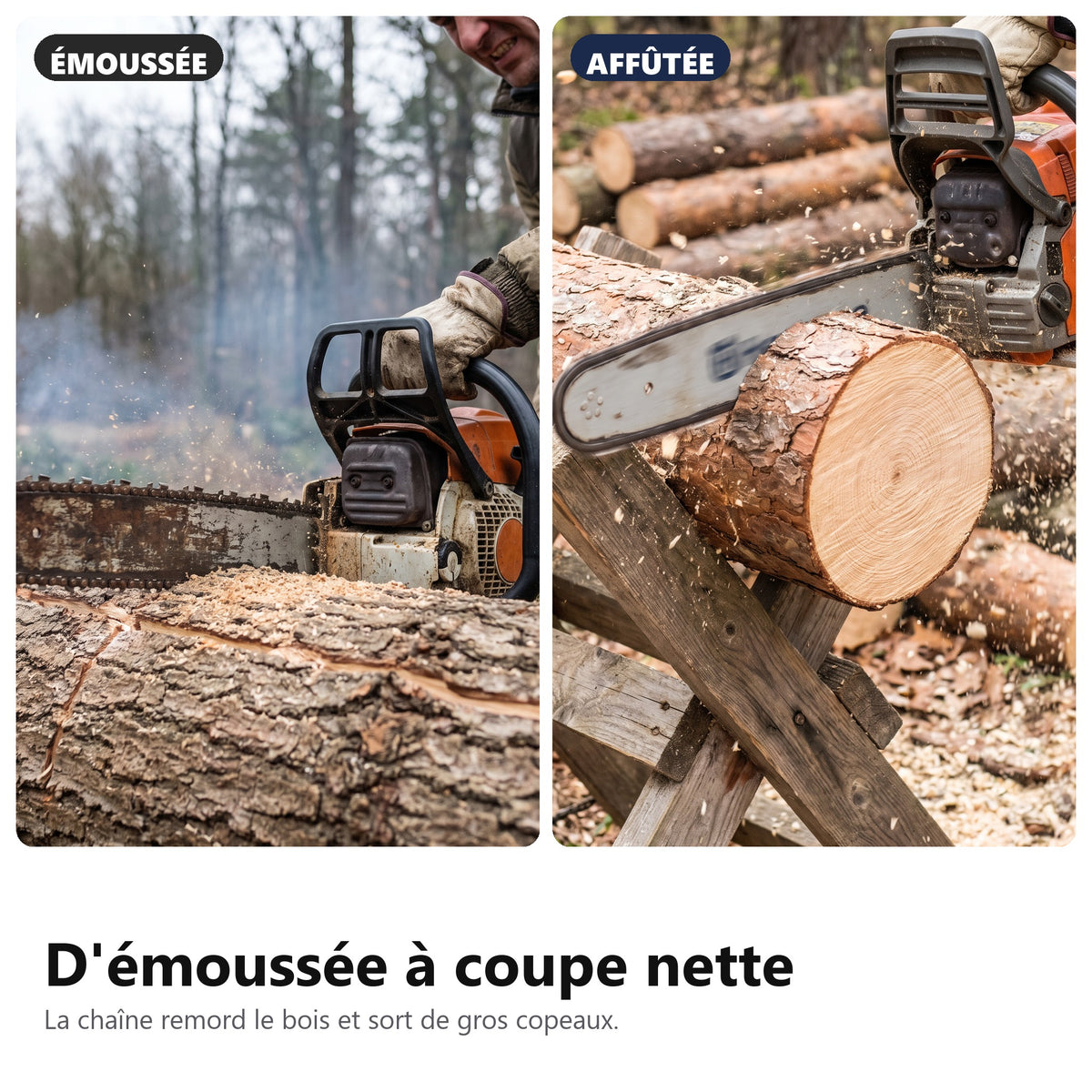 D'émoussée à coupe nette