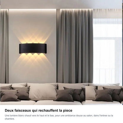 Applique double faisceau blanc chaud dans un salon