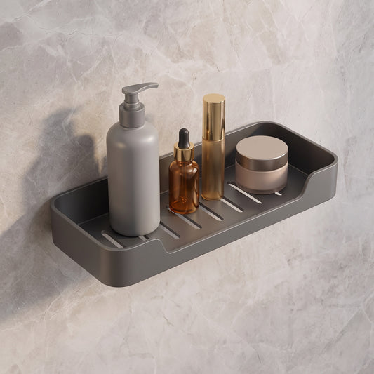 Étagère murale de salle de bain en aluminium gris anthracite, sans porte-serviettes