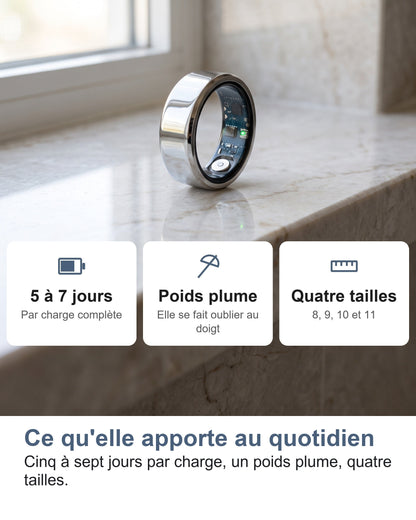 Ce qu'elle apporte au quotidien Cinq à sept jours par charge, un poids plume, quatre tailles.