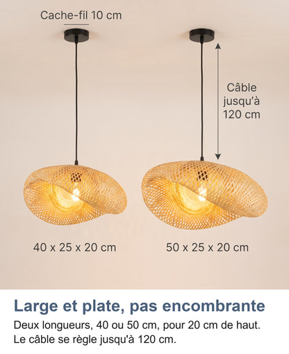 Les deux tailles : 40 x 25 x 20 cm et 50 x 25 x 20 cm, cache-fil 10 cm, câble jusqu'à 120 cm