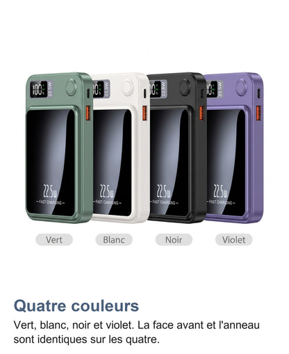 Les quatre couleurs de la batterie externe: vert, blanc, noir et violet