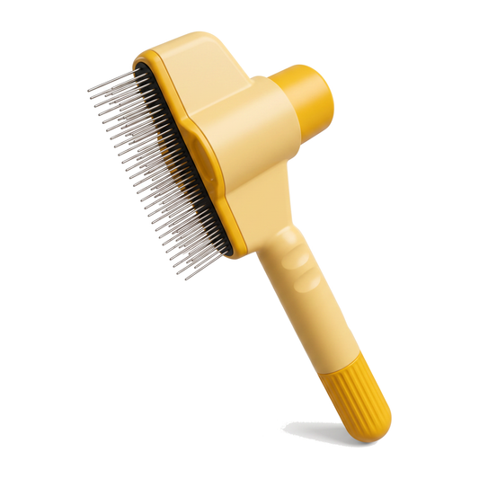 Brosse pour chat auto nettoyante, bouton d'éjection des poils morts, coloris jaune