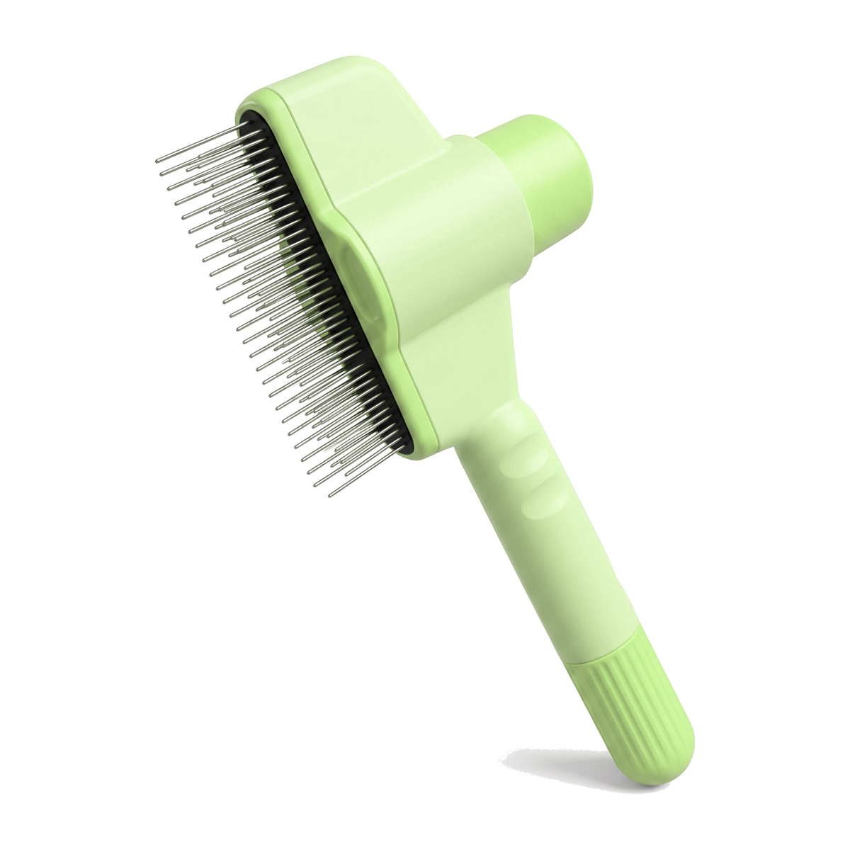 Brosse pour chat auto nettoyante, bouton d'éjection des poils morts, coloris vert