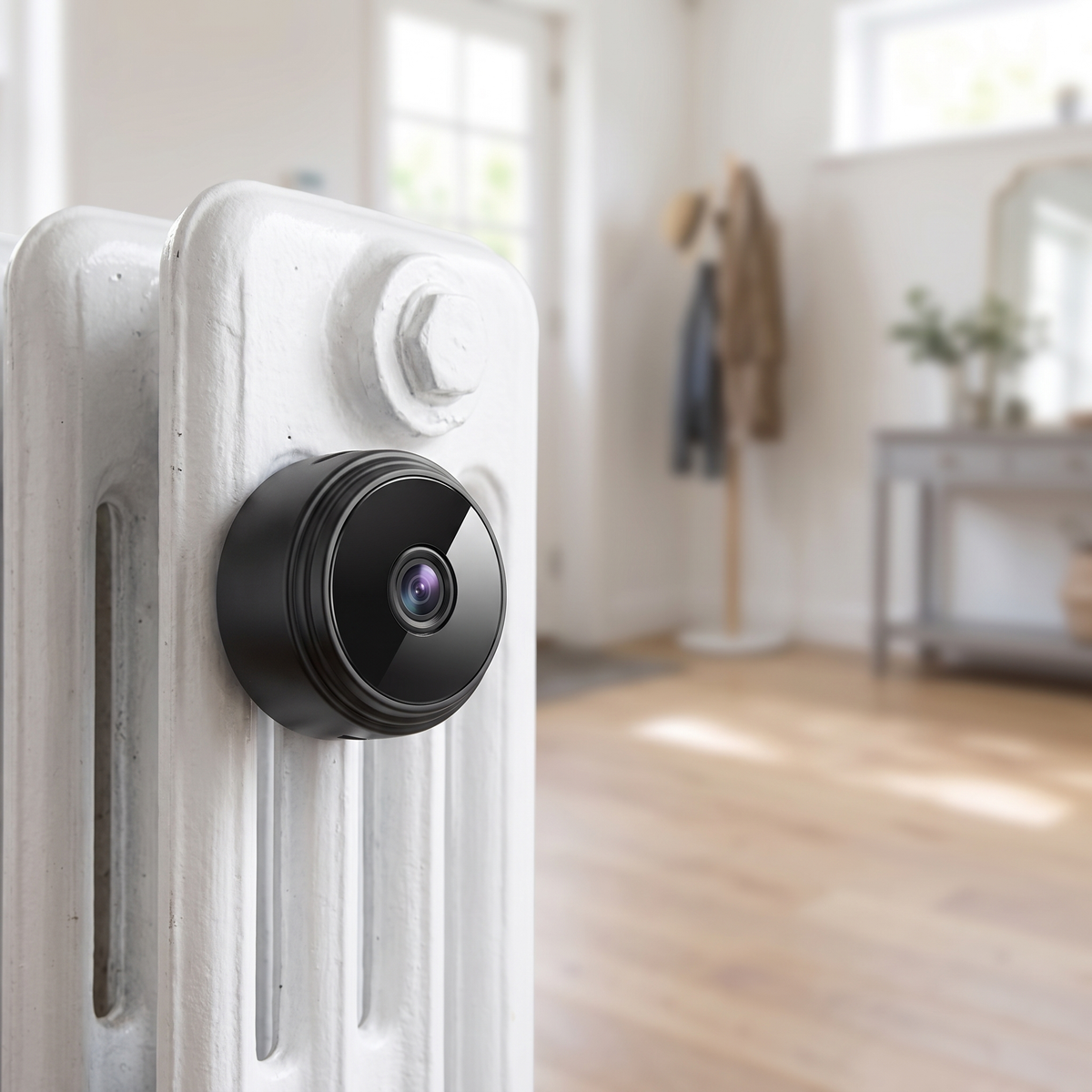 Mini camera de surveillance magnetique posee dans une entree