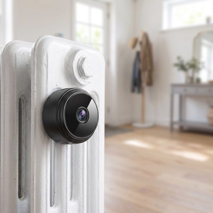Mini camera de surveillance magnetique posee dans une entree