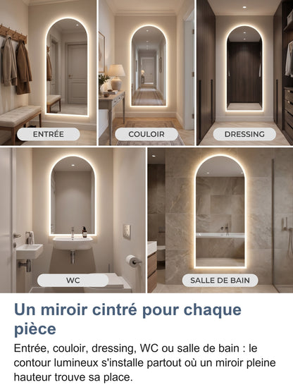 Grille de cinq lieux d'installation : entrée, couloir, dressing, WC, salle de bain