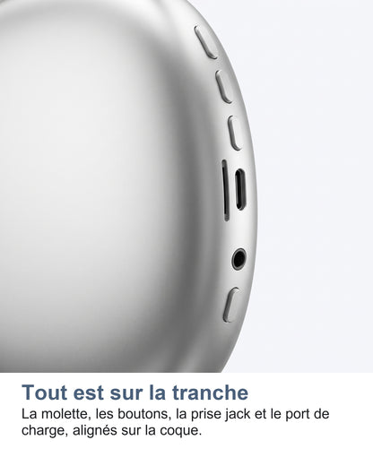 Tout est sur la tranche. La molette, les boutons, la prise jack et le port de charge, alignés sur la coque.