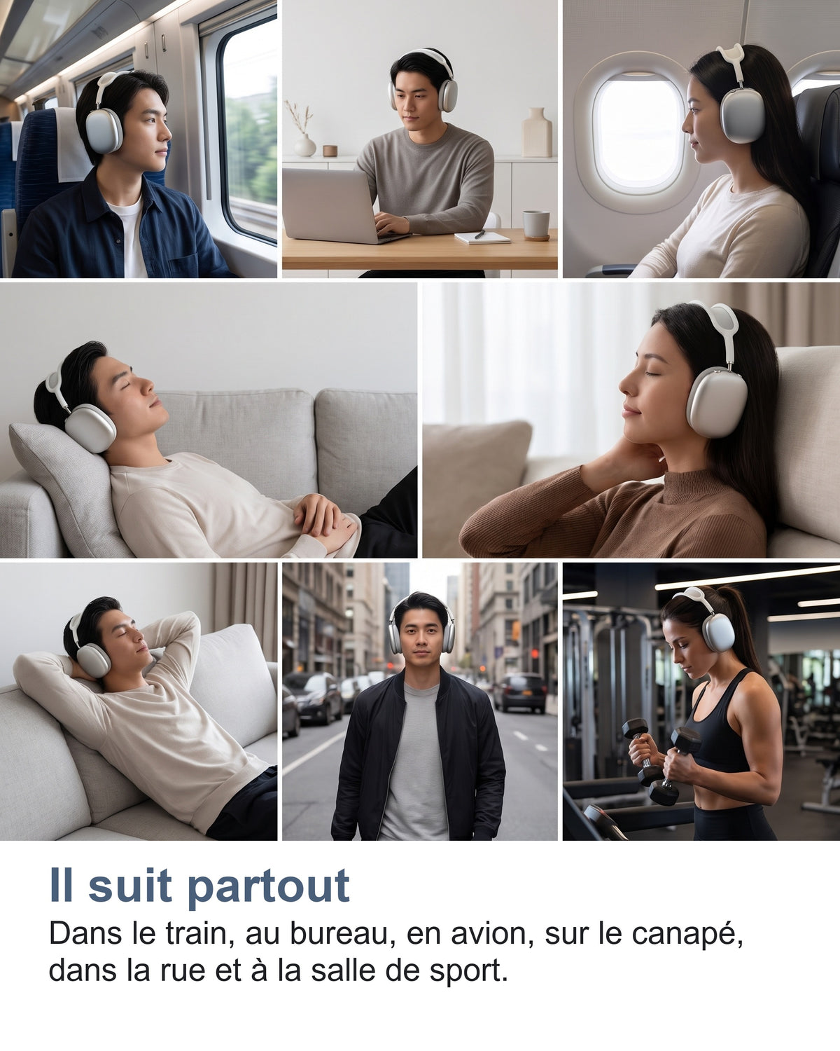 Il suit partout. Dans le train, au bureau, en avion, sur le canapé, dans la rue et à la salle de sport.