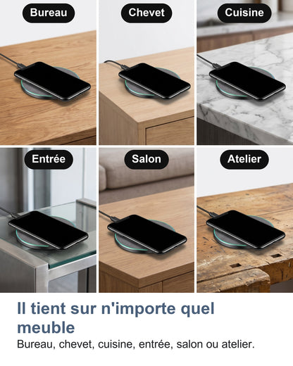 Il tient sur n'importe quel meuble Bureau, chevet, cuisine, entrée, salon ou atelier.