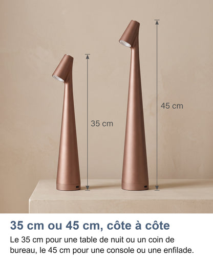 Les deux hauteurs côte à côte en marron bronze : 35 cm et 45 cm