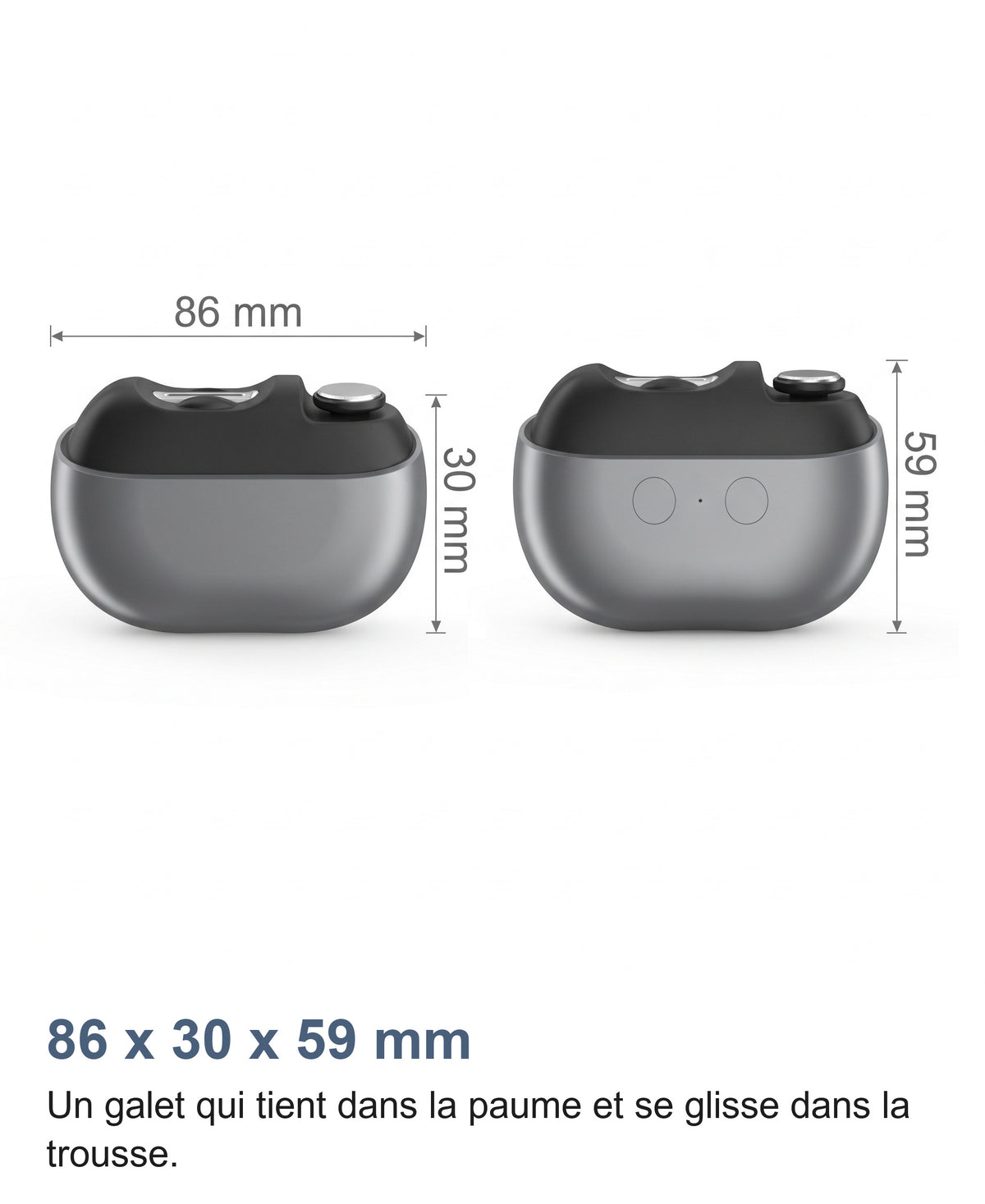 Dimensions du coupe-ongles électrique: 86 x 30 x 59 mm