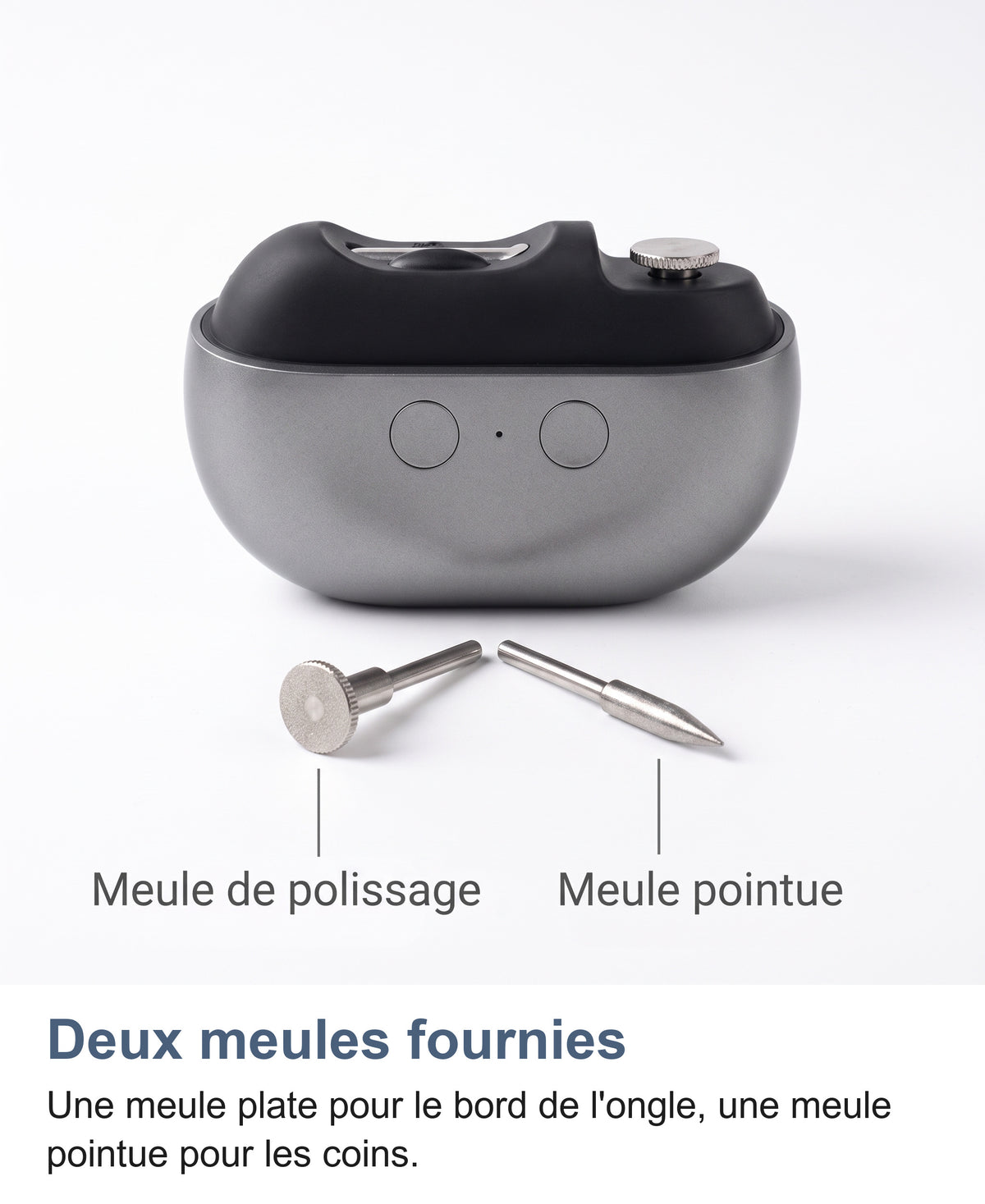 Les deux meules fournies: meule de polissage et meule pointue