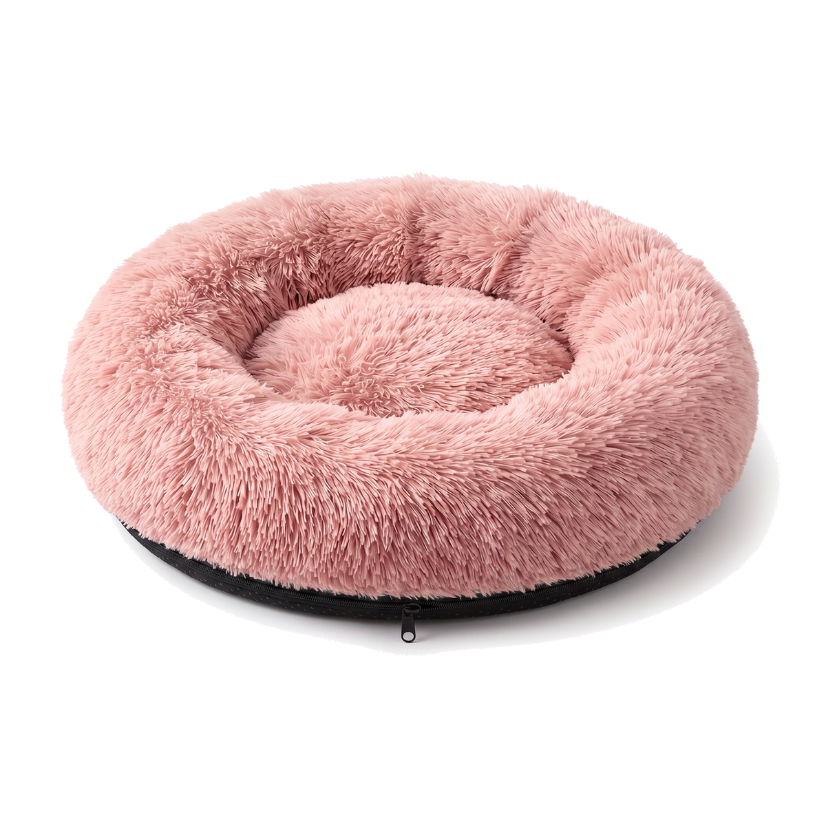 Coussin apaisant pour chien à rebord rembourré, déhoussable et lavable en machine, coloris rose clair