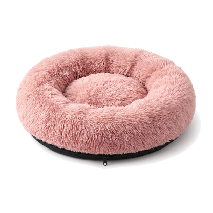 Coussin apaisant pour chien à rebord rembourré, déhoussable et lavable en machine, coloris rose clair