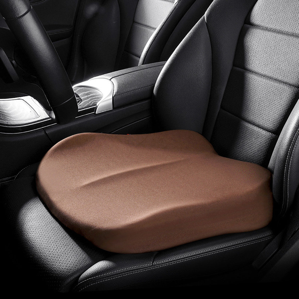 Coussin de siège auto rehausseur à mémoire de forme, coloris café