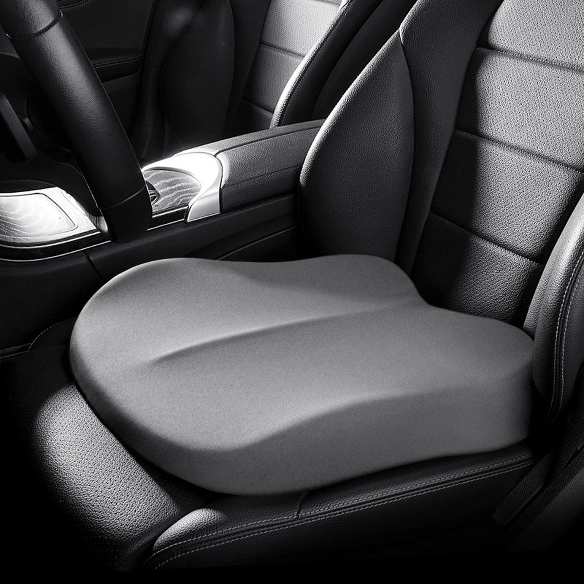 Coussin de siège auto rehausseur à mémoire de forme, coloris gris