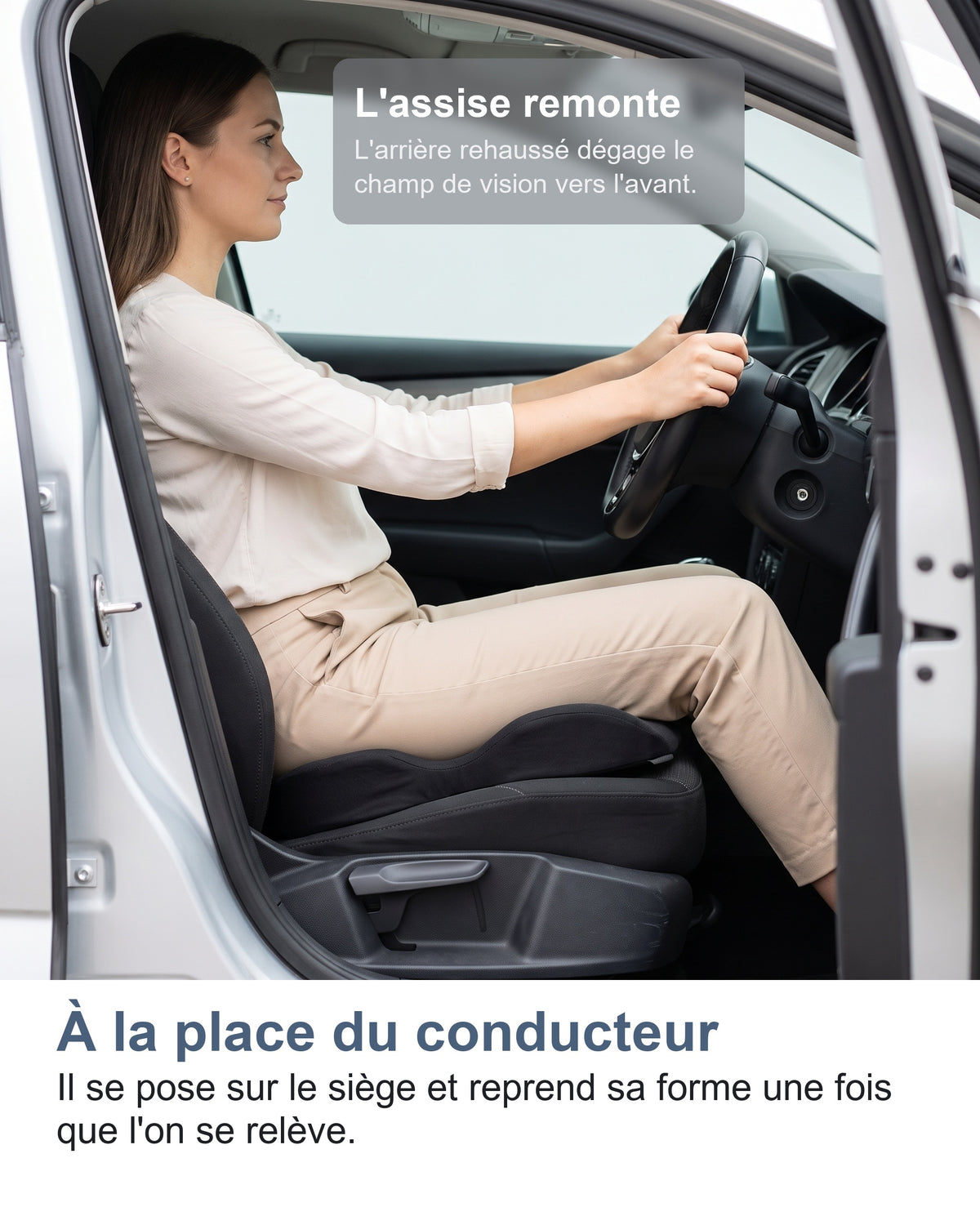 À la place du conducteur Il se pose sur le siège et reprend sa forme une fois que l'on se relève.
