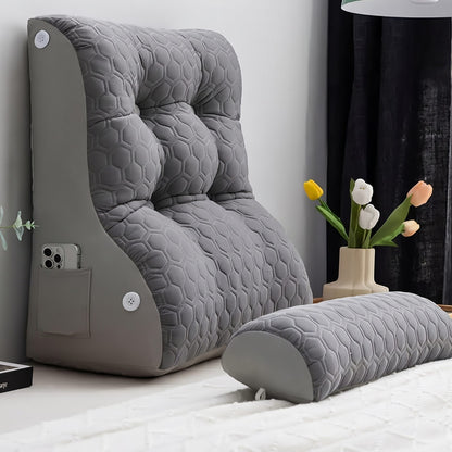 Coussin de lecture pour lit, dossier triangulaire, coloris gris