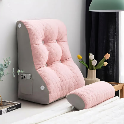 Coussin de lecture pour lit, dossier triangulaire, coloris rose