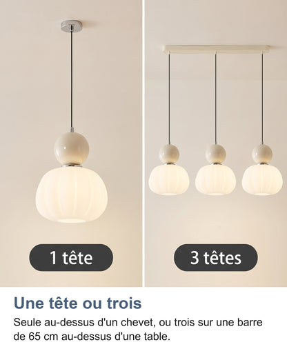 Version une tête et version trois têtes sur barre crème, côte à côte