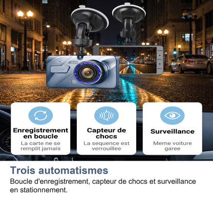 Trois automatismes Boucle d'enregistrement, capteur de chocs et surveillance en stationnement.