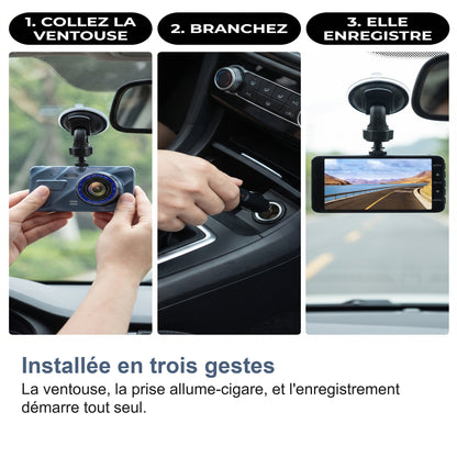 Installée en trois gestes La ventouse, la prise allume-cigare, et l'enregistrement démarre tout seul.