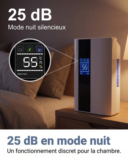 Déshumidificateur chambre en mode nuit à 25 dB