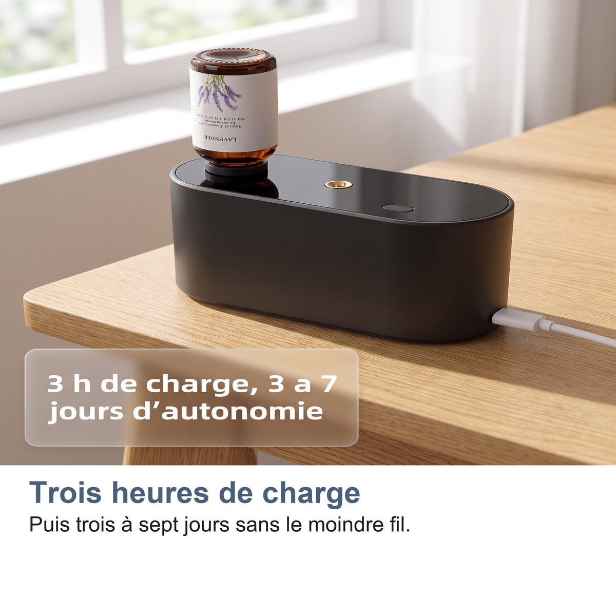 Trois heures de charge Puis trois à sept jours sans le moindre fil.