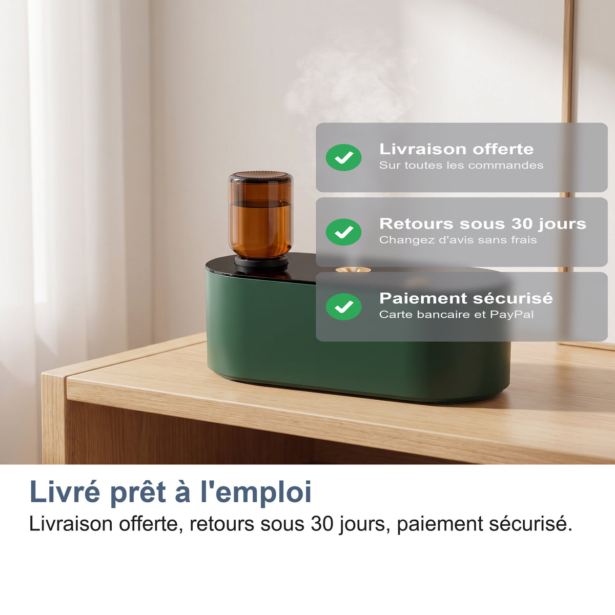 Livré prêt à l'emploi Livraison offerte, retours sous 30 jours, paiement sécurisé.