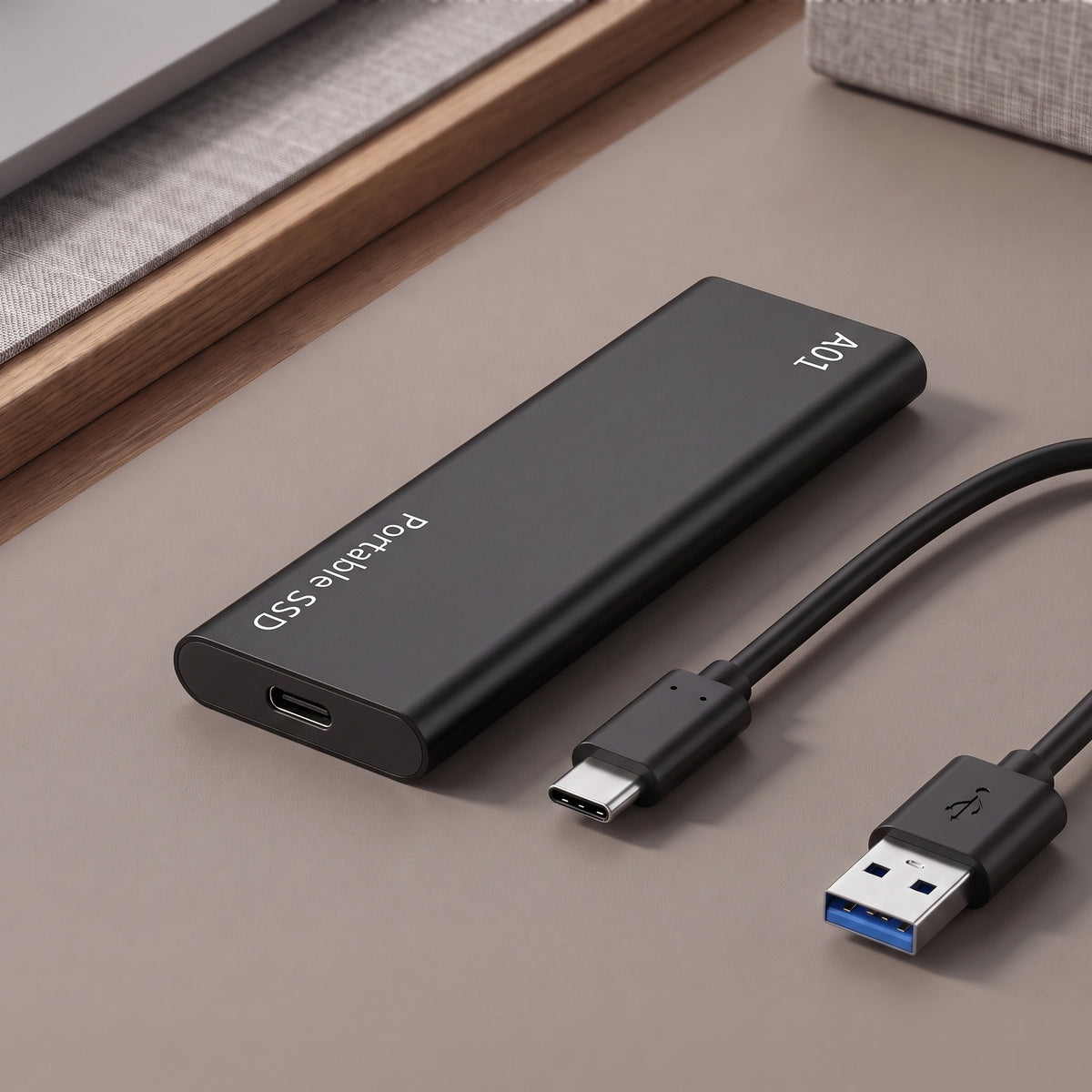 Disque dur externe A01 noir avec câble USB-C vers USB-A