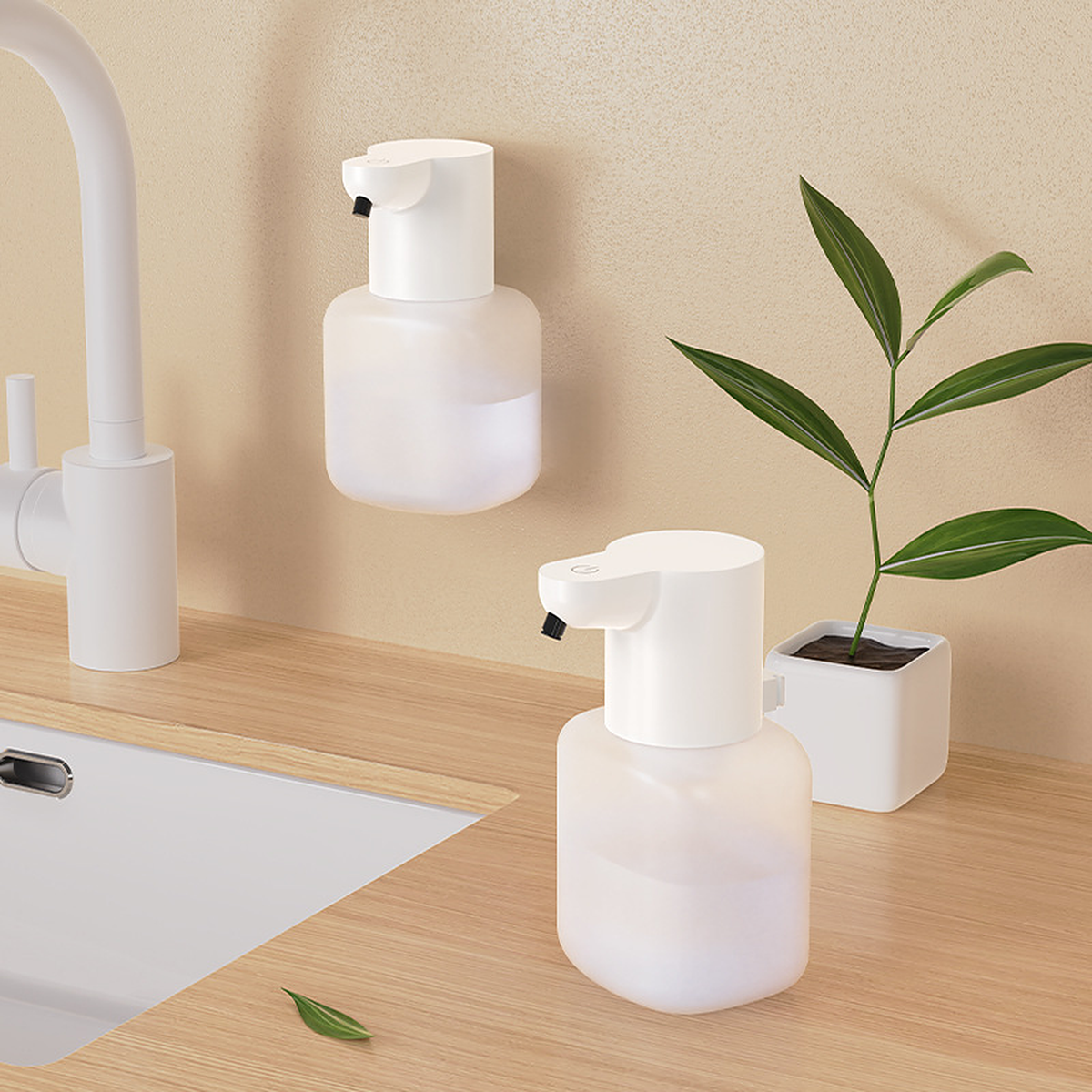 Distributeur de savon automatique sans contact 500 ml, coloris blanc