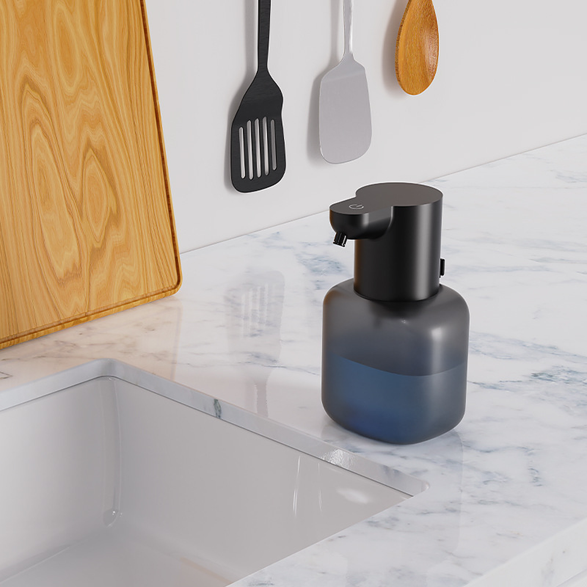 Distributeur de savon automatique sans contact 500 ml, coloris noir
