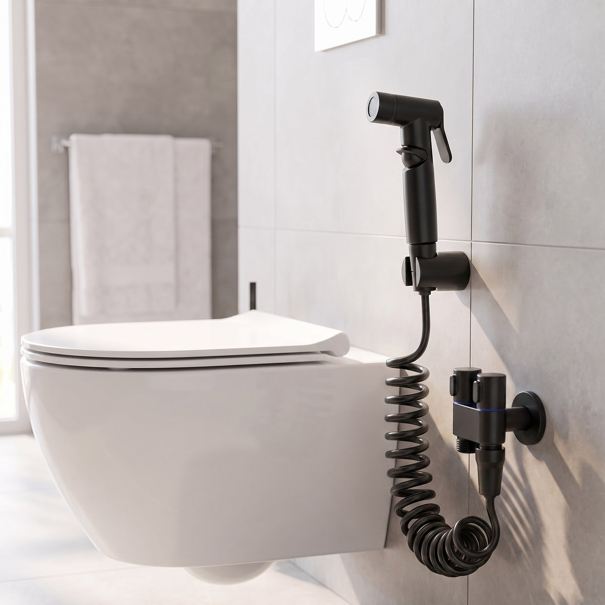Douchette WC en Laiton, Douchette Toilette et Bidet Portable Flexible 2 m - Noir