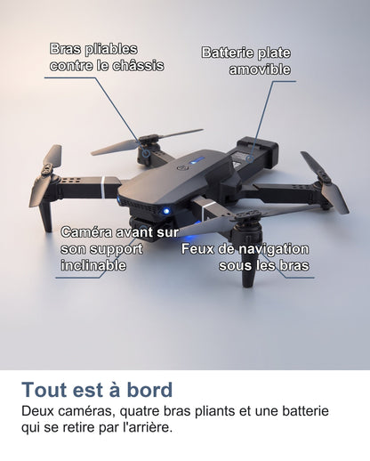Le mini drone déplié vu de trois quarts